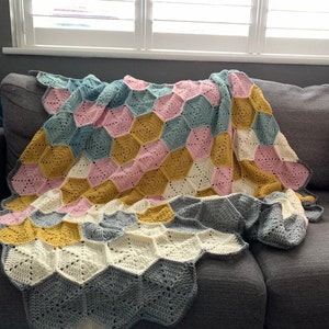 Crochet Hexagan Blanket PDF Pattern Instant Download. image 1