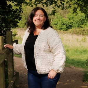 Honeycomb Cardigan - Easy Bobble stitch crochet pattern.  Instant PDF Download.