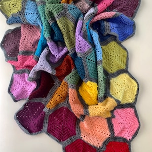 Blanket Pattern PDF- Instant Download - Hexilove, Hexagon blanket crochet pattern