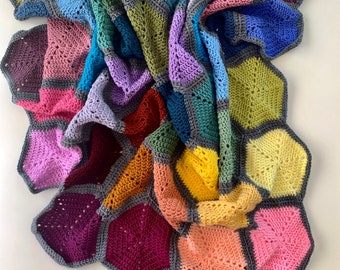 Blanket Pattern PDF- Instant Download - Hexilove, Hexagon blanket crochet pattern