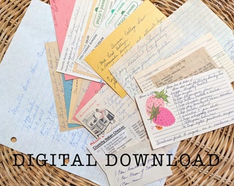 Old Recipe Cards - Digital Download Only - Handwritten Recipes And Clippings