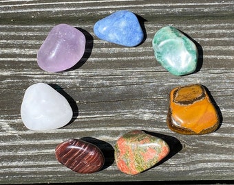 7 Chakra Tumbled Crystal Meditation Set (Extra Large Crystals)