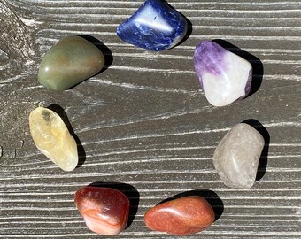 7 Chakra Tumbled Crystal Meditation Set | Medium Sized Crystals