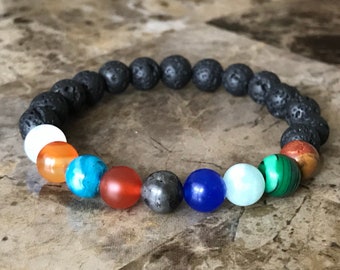 Solar System Planets Healing Crystal Beaded Mala Bracelet