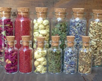 Glass Corked Vials Magic Love/Sensual Herbs Kit