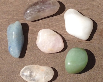 Quartz Variety Tumbled Crystal Set, 6 pcs Healing Crystals and Stones