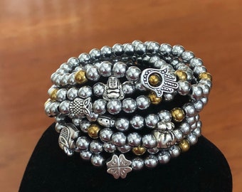 Lucky #7 Protection Hematite Charm Bracelets