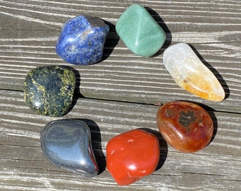 7 Chakra Tumbled Crystal Meditation Set | Extra Large (XXL) Crystals