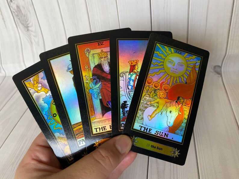 78 Holographic Cards Tarot Deck Set Future Telling Card Board Etsy