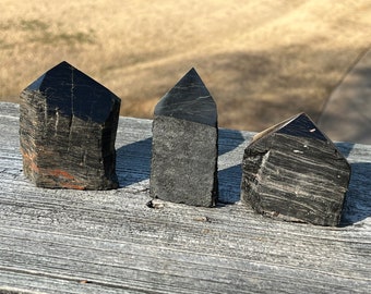 Raw Black Tourmaline with Red Jasper Point for Repealing and Protecting from Negativity