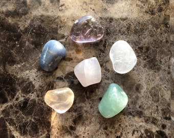 Quartz Variety Tumbled Crystal Set, 6 pcs Healing Crystals and Stones