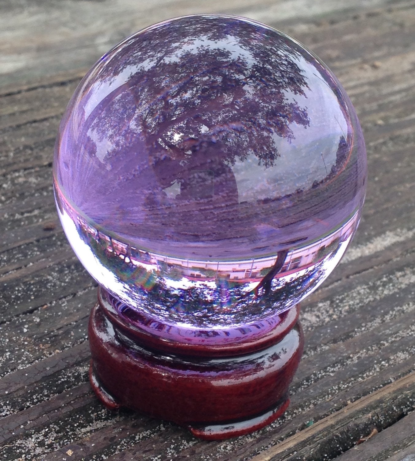 クリスタルインテリア　キャルストーン 60mm Amethyst Purple Quartz Crystal Ball With Wooden Stand Healing