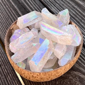 Raw Angel Aura Quartz Point | Rainbow Healing for Angelic Realm | Heaven Crystal