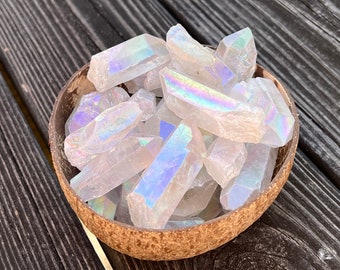 Raw Angel Aura Quartz Point | Rainbow Healing for Angelic Realm | Heaven Crystal