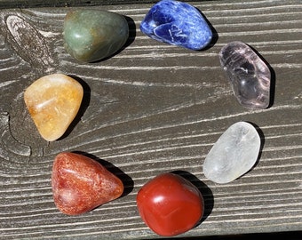 7 Chakra Tumbled Crystal Meditation Set | Large Sized