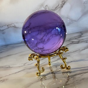 60mm Amethyst Purple Quartz Crystal Ball with Wooden Stand Healing Crystal Divination Tool