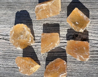 Honey Calcite Raw Chunk Healing Crystal for Confidence, Success, & Positive Energy