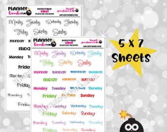 Vinyl Days of the Week Removable Planner Stickers