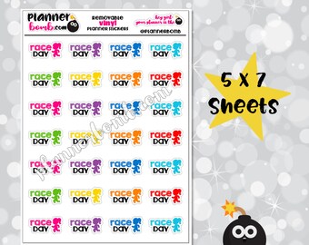 Vinyl Race Day Removable Planner Stickers