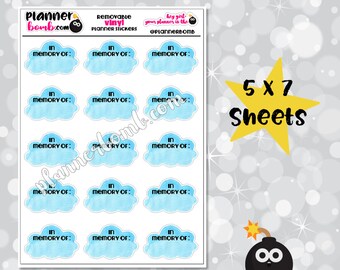 Clearance: Vinyl In Memory Removable Planner Stickers