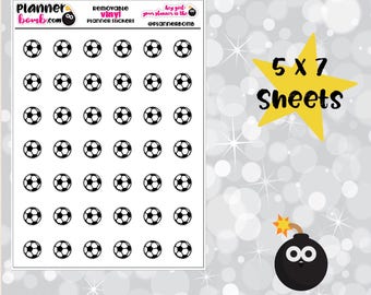 Vinyl Soccer Removable Planner Stickers