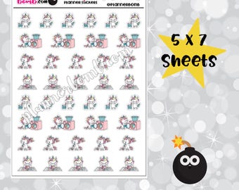 Vinyl Unicorn- cleaning, dishes, laundry and sweeping stickers Removable Planner Stickers