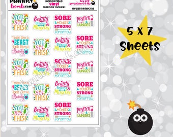 Vinyl Fitness Exercise Workout Removable Planner Stickers