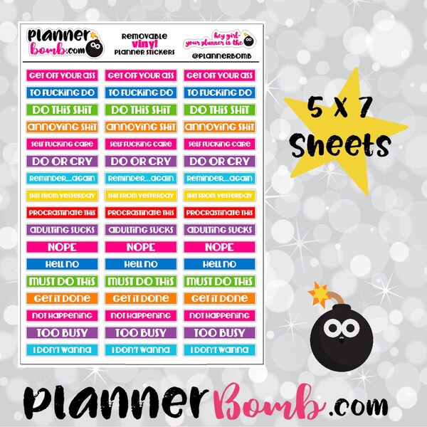 Vinyl Snarky headers Removable Planner Stickers