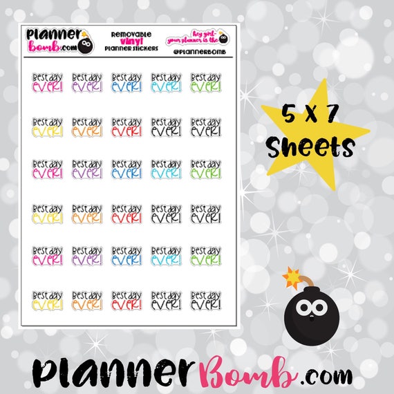 Vinyl Best Day Ever Planner Stickers Removable Vinyl Etsy