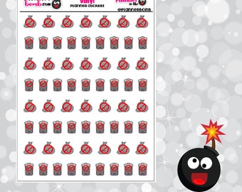 Clearance: Vinyl NO Garbage Bag/Can Removable Planner Stickers