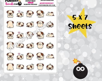 Vinyl Pug Removable Planner Stickers