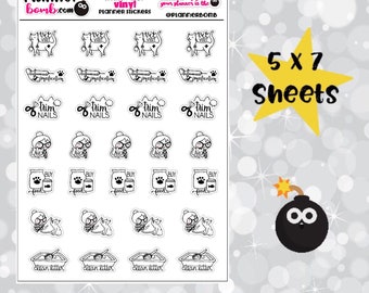 Clearance: Vinyl Cat Planner Girl Removable Planner Stickers