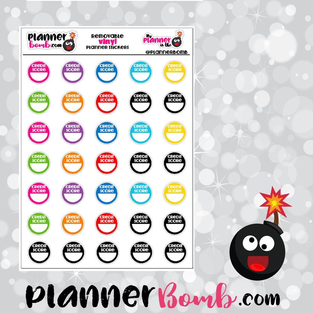 Clearance: Credit Score Dot Stickers- Removable Vinyl Planner Stickers ...
