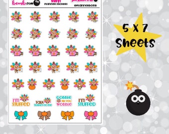Clearance: Vinyl Turkey Thanksgiving Planning Planner Stickers