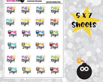 Clearance: Pub Night planner stickers- removable vinyl planner stickers