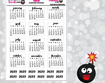 Vinyl 2023 or 2024 Calendar boxes Removable Planner Stickers