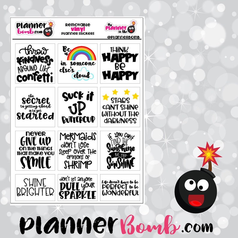 Motivational Quote Boxes Sarcastic Stickers Removable Etsy