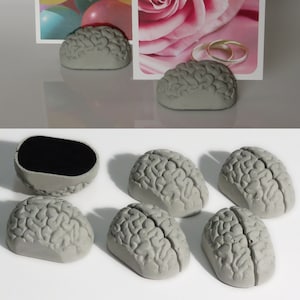 concrete brain card holders, brain, gray matter, postcard, business card, desk accessories photo holder, think concrete office image 1