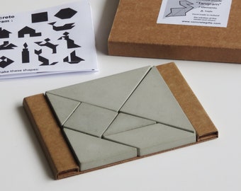 Tangram puzzle béton puzzle cadeau architecte béton ciment gris penser penser entraînement cérébral