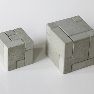 2 Concrete Puzzles “Cube” Cement Puzzle Home Decor 3D Gift Architect Brutalist Think Desktop Desk Dutch design bussinessgift smartgame