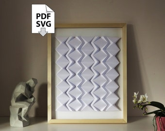 Papercraft easy DIY wall decoration mosaic geometric paper art PDF template model relief embossed relievo modern home decor crystal escher