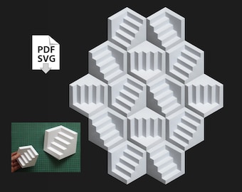 Papercraft easy DIY wall tile decoration mosaic geometric tile escher paper art PDF "monument valley" relief relievo  home decor crystal