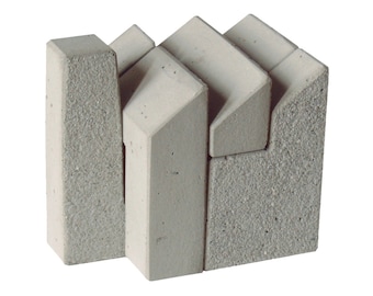 concrete 3D puzzle “factory” interlocking put together industrial dutch design cement gray gift architect brutalist think
