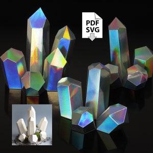 Cristallo Carta pieghevole Arte Costruzione Foglio facile Modulare PDF Scarica Fai da te Ametista Quarzo Terapia Diamante Brillante Meditazione Congelato