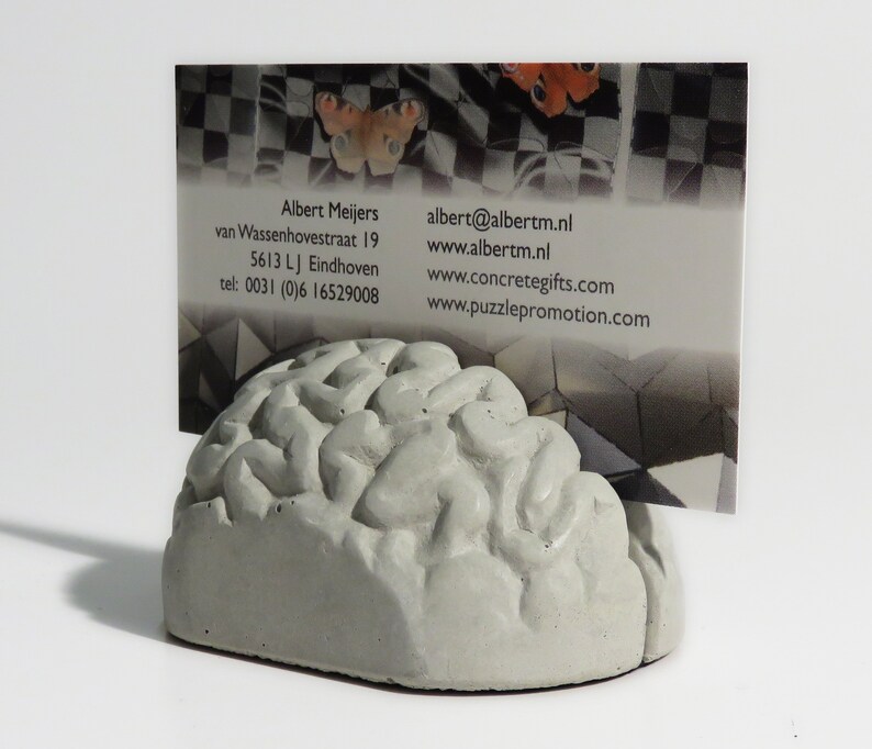 concrete brain card holders, brain, gray matter, postcard, business card, desk accessories photo holder, think concrete office image 4
