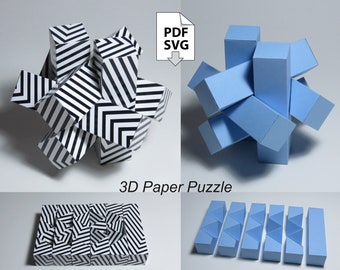 Papercraft Knot "Classic Slim" interlocking burr Puzzle interactive object Paper Design DIY art chrome gold silver "chinese puzzle" craft