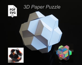 Papercraft Knot "Diamond" 3D interlocking burr Puzzle interactive object Paper Design DIY art "chinese puzzle" math mathematics geometry