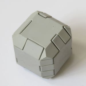 concrete puzzle “beveled box” concrete cement cube gray 3D gift architect hollow brutalist think chamfered ring box wedding