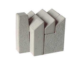 concrete 3D puzzle “factory” interlocking put together industrial dutch design cement gray gift architect brutalist think