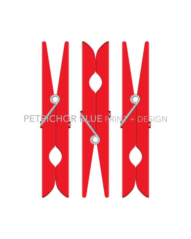 Laundry Room Art Clothespin Printable Red Art Print Etsy